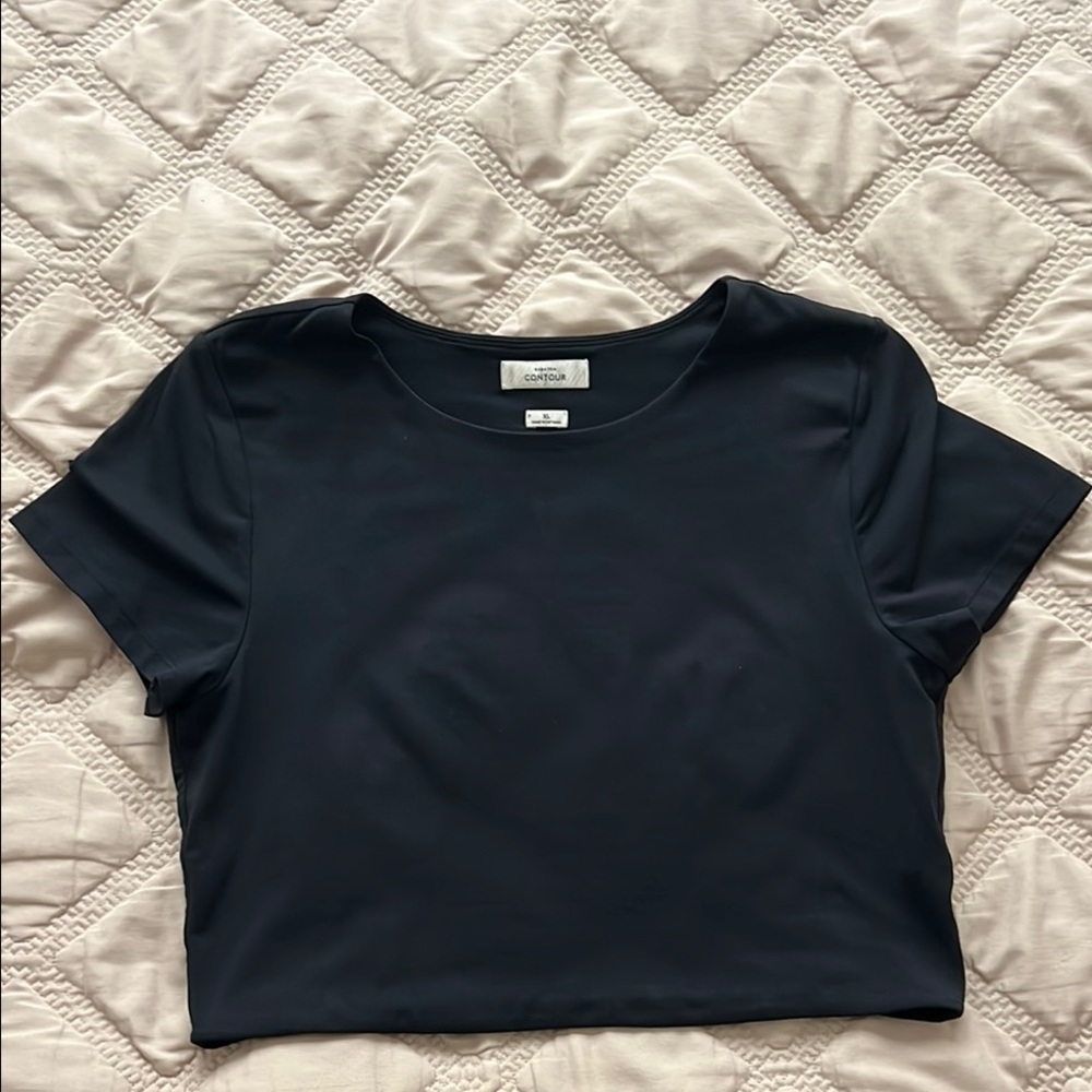Aritzia / Babaton Black Crop Fitted Short Sleeve Tee